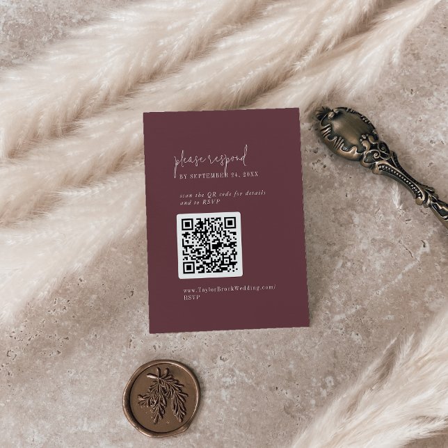Modern Chic Burgundy QR-kodens OSA hösten Tilläggskort (Skapare uppladdad)