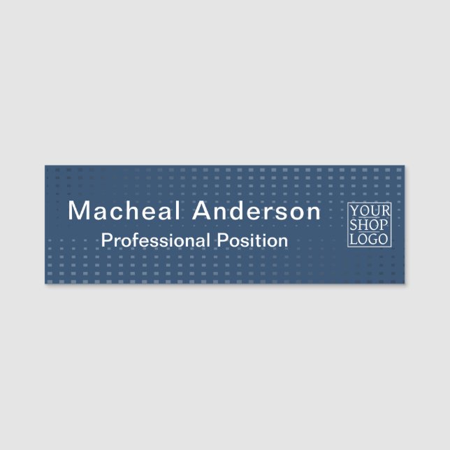 Modern Chic Business Logo Blue Namnbricka (Framsida)