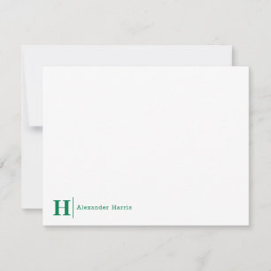 Modern Chic Business Monogram Line Classic-Grönt Anteckningskort