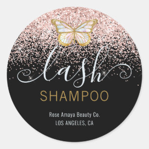 Modern Chic Butterfly Lash Shampoo-produktetikett Runt Klistermärke