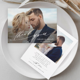 Modern Chic Calligraphy 2 Photo Bröllop Tack Kort