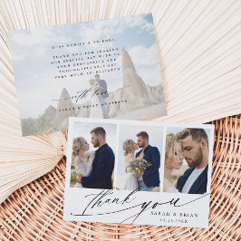 Modern Chic Calligraphy 4 Photo Bröllop Tack Kort