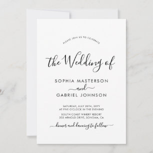 Modern Chic Calligraphy QR Code Bröllop Inbjudningar