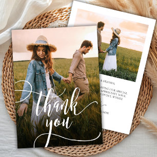 Modern Chic Calligraphy Script 2 Photo Bröllop Tack Kort