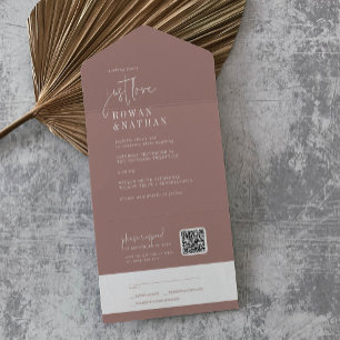 Modern Chic Cinnamon Just Kärlek QR-koden Bröllop