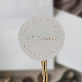 Modern Chic | Cirkulär Returadress för Guld-familj Runt Klistermärke