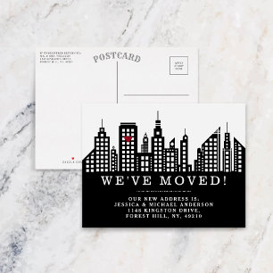 Modern Chic Cityscape New Home Flytta Meddelande Vykort
