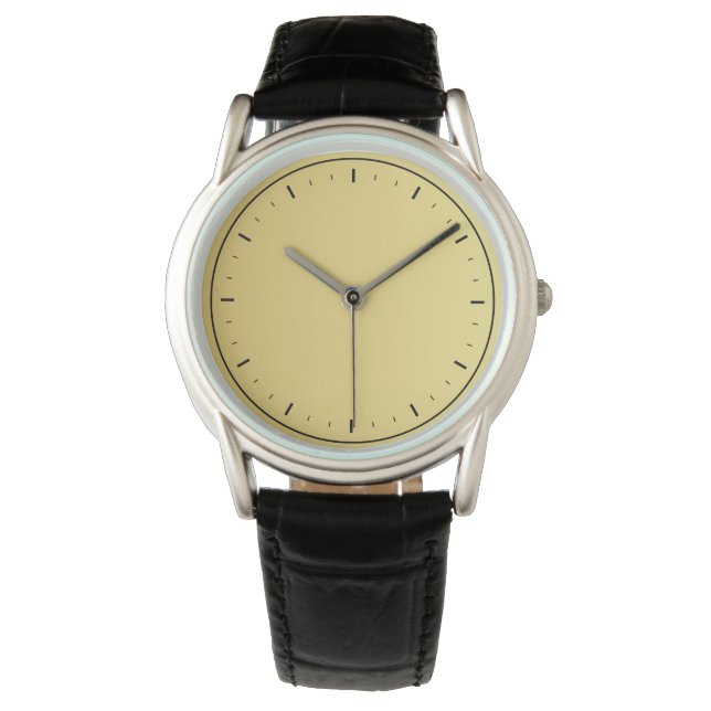 Modern Chic Classic Black Manar Leather Watch Armbandsur (Framsida)