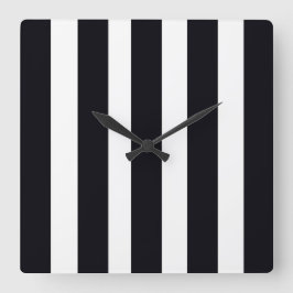 Modern Chic Classic Coola Black & White Stripe Fyrkantig Klocka