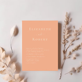 Modern Chic Coral Peach Minimalist Script Bröllop Inbjudningar