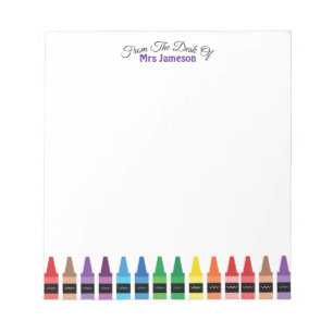 Modern Chic Cute från regnbåge Crayons skrivbord Anteckningsblock