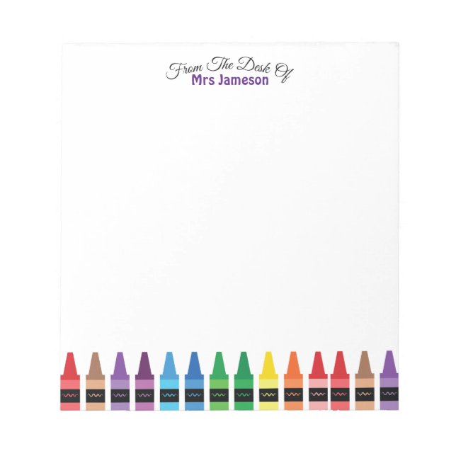 Modern Chic Cute från regnbåge Crayons skrivbord Anteckningsblock (Framsida)