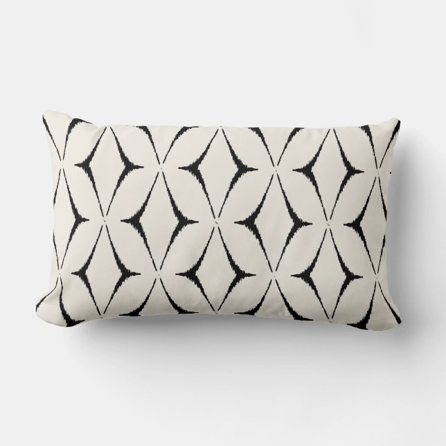 Modern chic dekorativ svartvit ikat kudder lumbarkudde (Framsida)