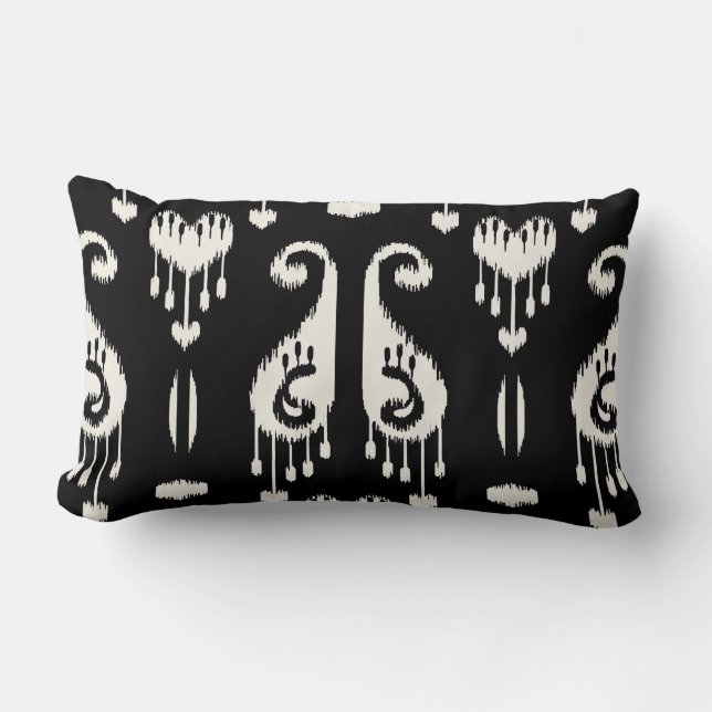 Modern chic dekorativ svartvit ikat kudder lumbarkudde (Framsida)
