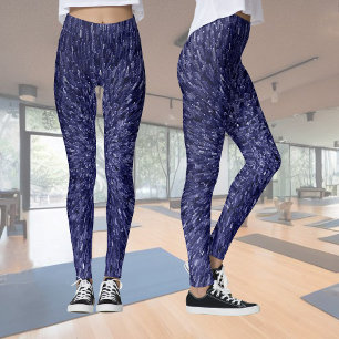 Modern, chic design i mörkblått, glittereffekt leggings