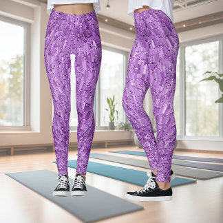 Modern, chic design in purple with glitter effect leggings
