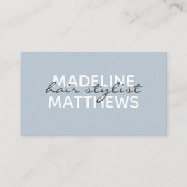 Modern Chic Dusty Blue Hair Stylist-skript Namn Visitkort