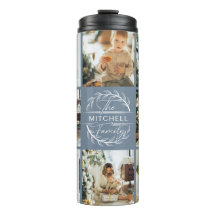 Modern Chic Dusty Blue Monogrammed och Photo Colla