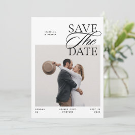 Modern Chic Editorial Script Foto Dubbelsidig Spara Datumet