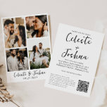 Modern Chic Elegant 4 Foto QR-kod Bröllop Inbjudningar<br><div class="desc">Modern Elegant 4-fotoallt i ett bröllopsinbjudan OSA QR-informationskort</div>