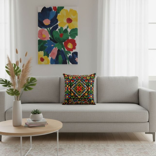 Modern chic elegant färgrik geometrisk mönster kudde (Skapare uppladdad)