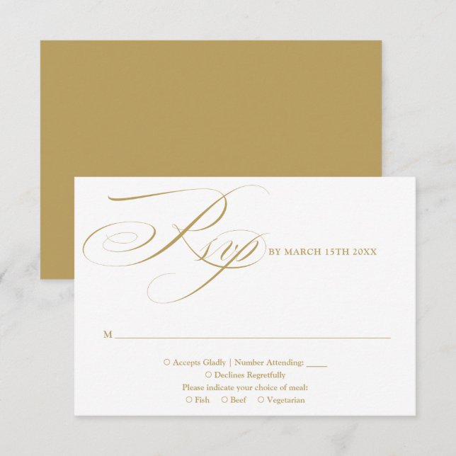 Modern Chic Elegant Guld Script Bröllop OSA Kort (Fram/baksida)