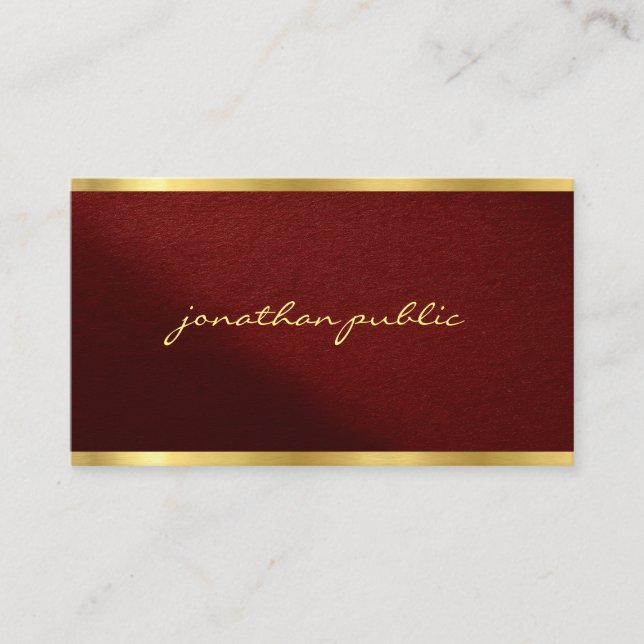 Modern Chic Elegant Guld Text Typografi Skript Visitkort (Framsida)