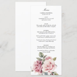 Modern Chic Elegant Romantic Pink Rose Wedding Meny