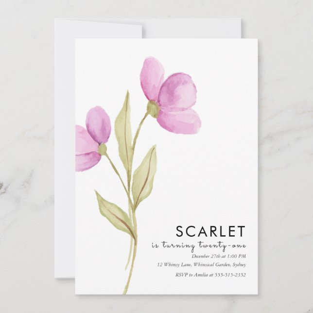 Modern Chic enkel 21:a födelsedag Inbjudningar (Framsida)