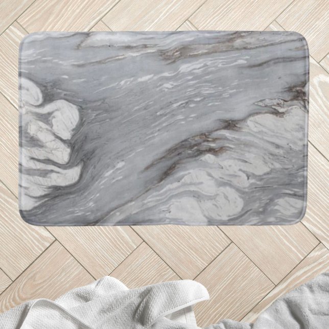 modern chic enkel, minimalistisk vit grått marble badrumsmatta (modern chic simple minimalist white grey marble bath mat)