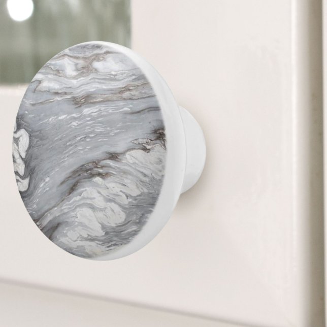 modern chic enkel, minimalistisk vit grått marble knopp (modern chic simple minimalist white grey marble ceramic knob)