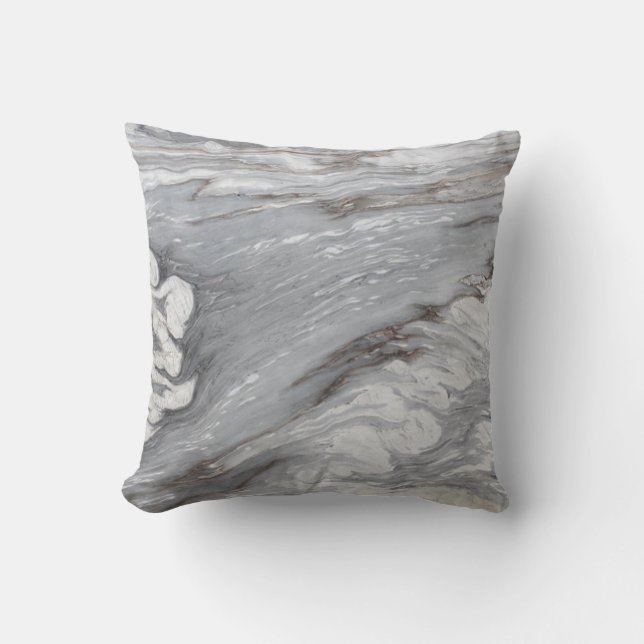 modern chic enkel, minimalistisk vit grått marble kudde (Framsida)