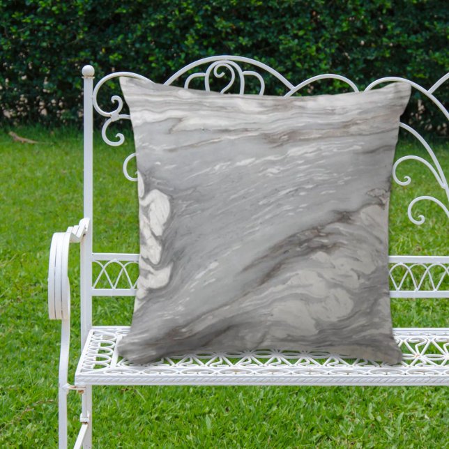 modern chic enkel, minimalistisk vit grått marble kudde (modern chic simple minimalist white grey marble outdoor pillow)