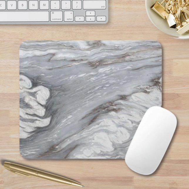 modern chic enkel, minimalistisk vit grått marble musmatta (modern chic simple minimalist white grey marble mouse pad)