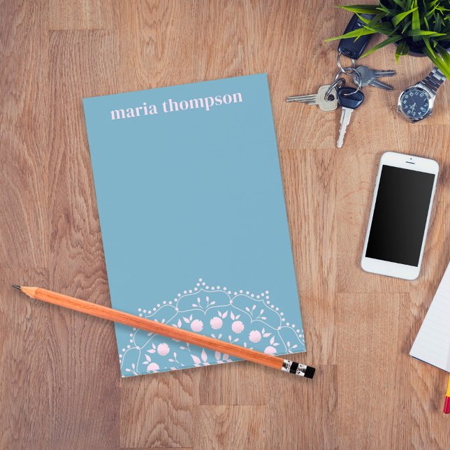 Modern Chic Enkel Rosa Periwinkle Blue-Anpassnings Post-it Block (Skapare uppladdad)