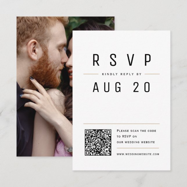 Modern Chic enkel typografi QR-kod Bröllop OSA Kort (Fram/baksida)