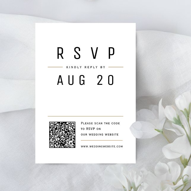 Modern Chic enkel typografi QR-kod Bröllop OSA Kort (Modern Chic Simple Typography QR code Wedding RSVP Card)