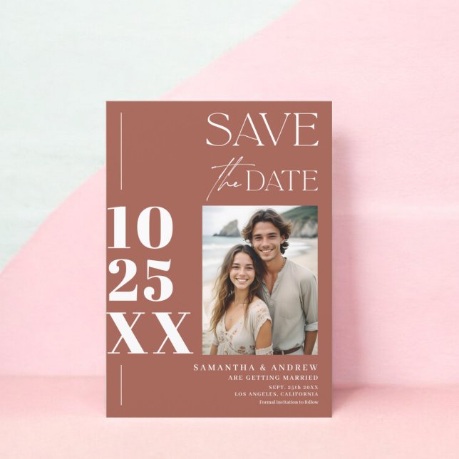 Modern chic, enkelt djärvt skript boho trendig brö spara datumet (Modern chic simple bold script boho trendy wedding save the date)