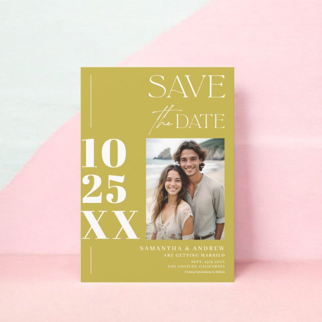 Modern chic, enkelt fet skript, lime green bröllop spara datumet (Modern chic simple bold script lime green wedding save the date)