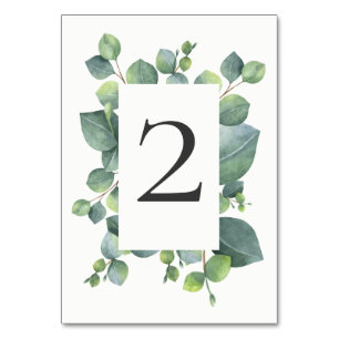 Modern Chic Eucalyptus Foliage Bordsnummer Card