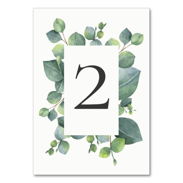 Modern Chic Eucalyptus Foliage Bordsnummer Card (Framsidan)