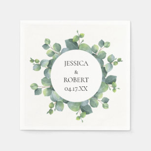 Modern Chic Eucalyptus Round Ram Personlig Pappersservett