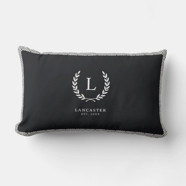 Modern Chic Family Namn Initial Monogram Geek Nyck Lumbarkudde (Framsida)