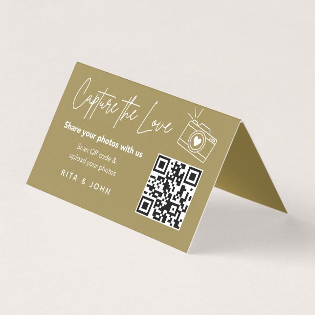 Modern Chic Fånga Kärleken QR-kod Vikbart Kort (Framsida)