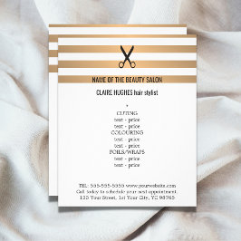 Modern Chic Faux Guld Rand Hairstylist Menu Flygblad