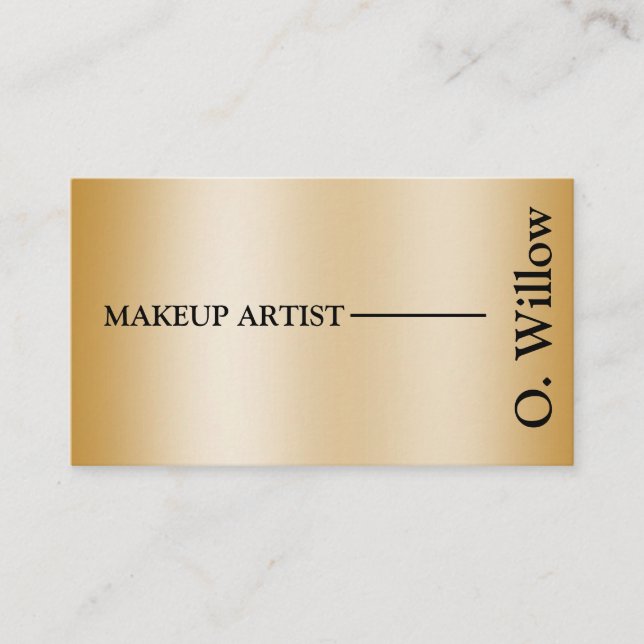 Modern Chic Feminine QR Code Guld Makeup Artist Visitkort (Framsida)