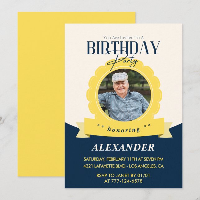 Modern chic födelsedag 89-årsdag inbjudningar (Fram/baksida)