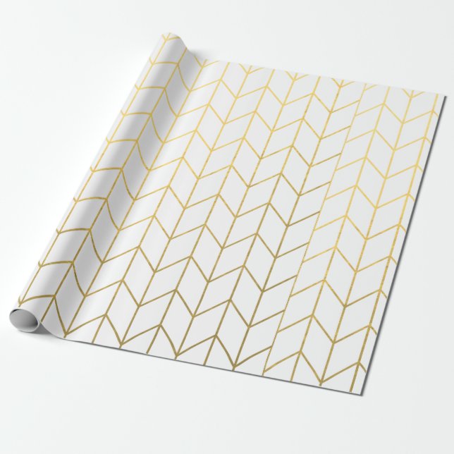 Modern chic för guld- sparrevitbakgrund presentpapper (Utrullad)