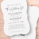 Modern Chic för minimalistisk Elegant enkel Bröllo Inbjudningar<br><div class="desc">Består av kursivt skript och serif-typografi. Allt mot en ren vit bakgrund. Dessa inslag är moderna,  enkla och chic. Detta är designat av White Papper Birch Co. exklusiv för Zazzle. Finns här: http://www.zazzle.com/store/whitepaperbirch</div>