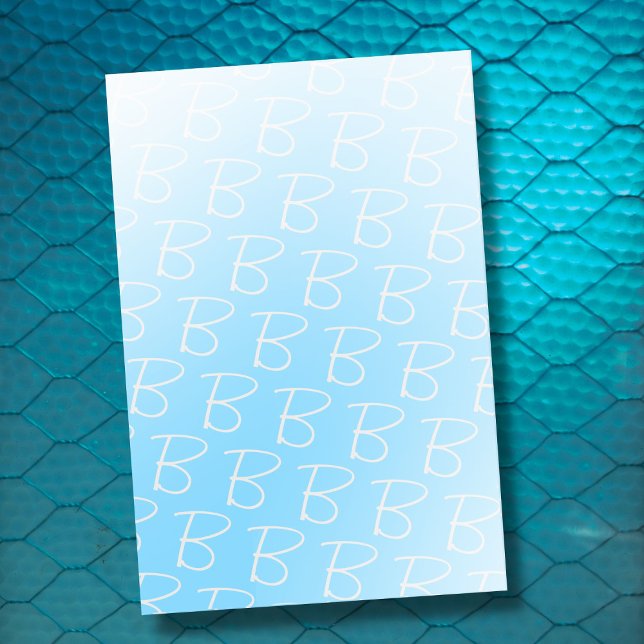 Modern chic för monogram första pastellblå överton post-it block (Skapare uppladdad)
